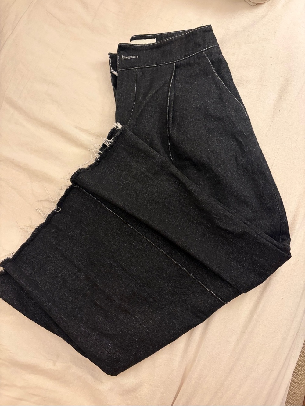 Eliza Faulkner Black Denim Jeans/Pants, 100% Cotton, Raw Hem